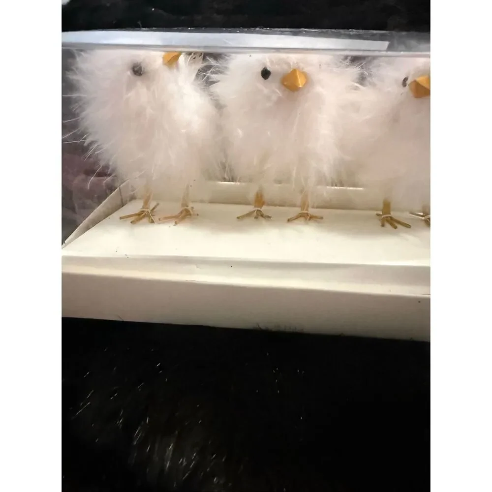 Pier 1 Imports Set of 3 Fuzzy DuckS chicks Easter Decor NEW